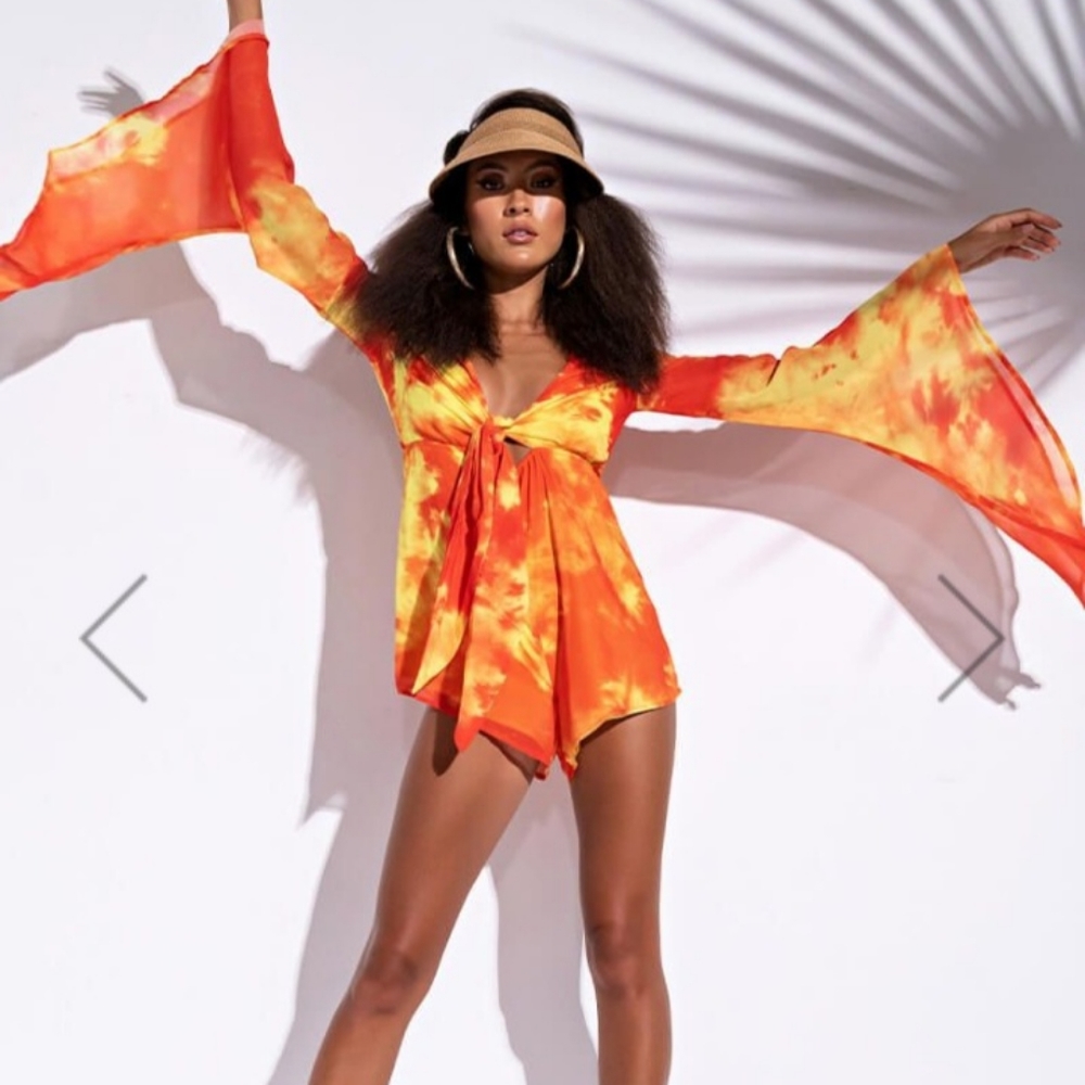 Orange Geam Romper